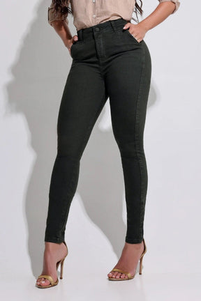 Calça Jeans Modeladora Verde Que Não Desbota Magnífica